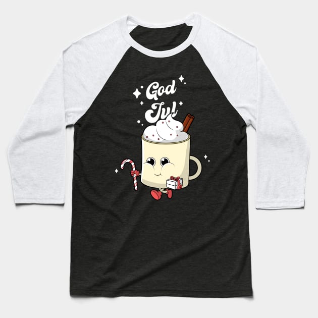 God Jul Merry Christmas Baseball T-Shirt by Space Cadet Tees